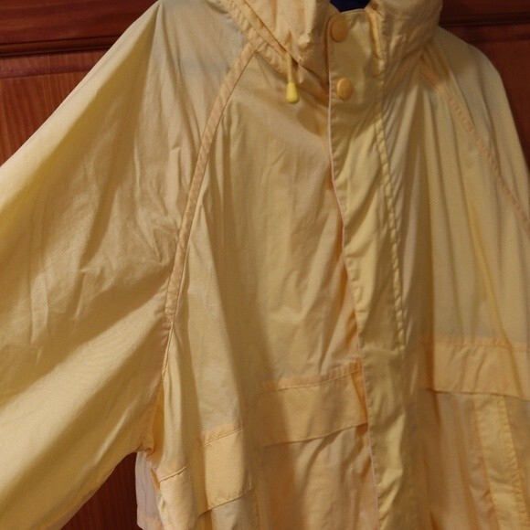 Nautica Yellow Vented Hidden Hood Nylon Windbreaker Jacket XL Preppy Sailing - Picture 9 of 16